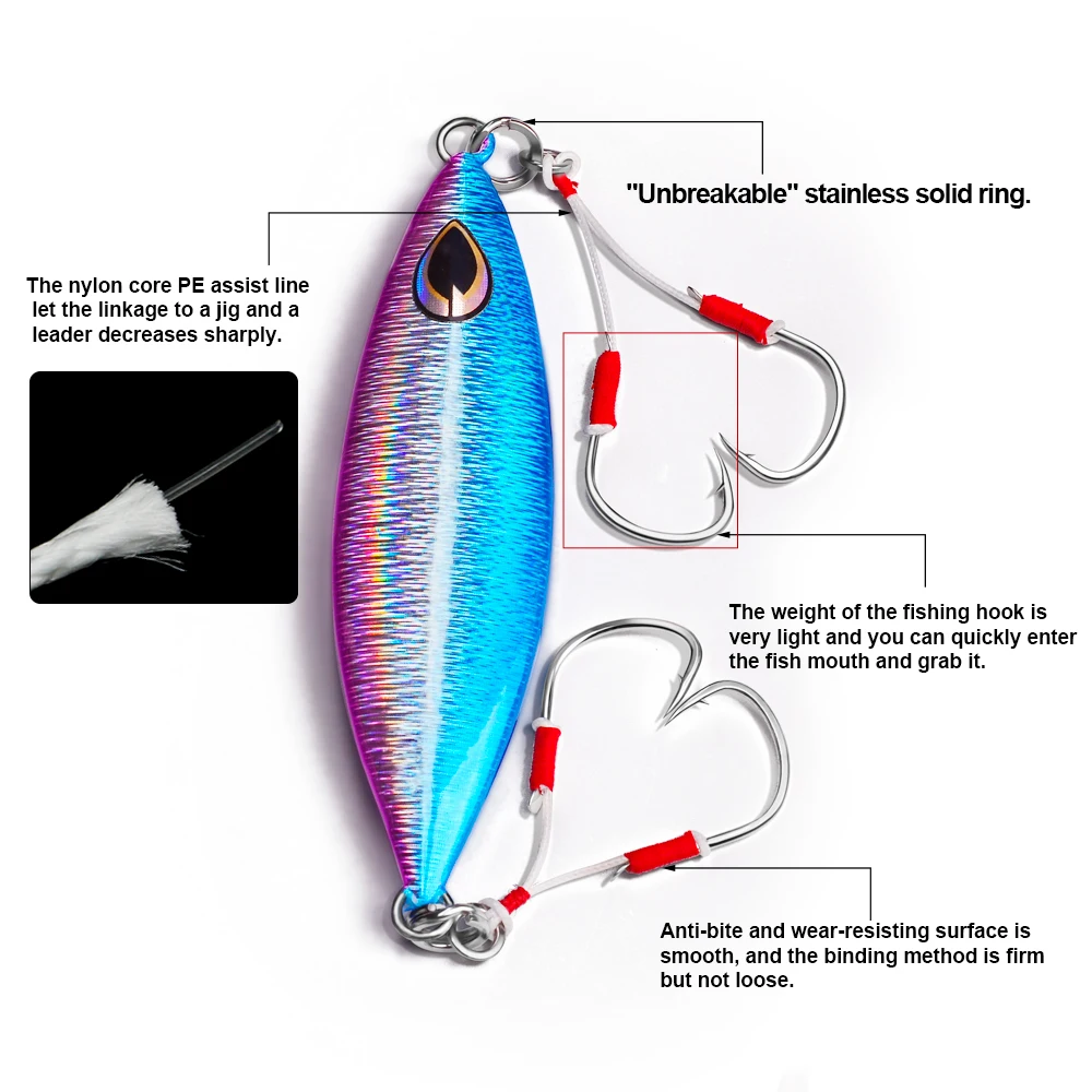 PROBEROS Anzuelos Assist para Jigging Vertical – Acero carbono - imagen 4