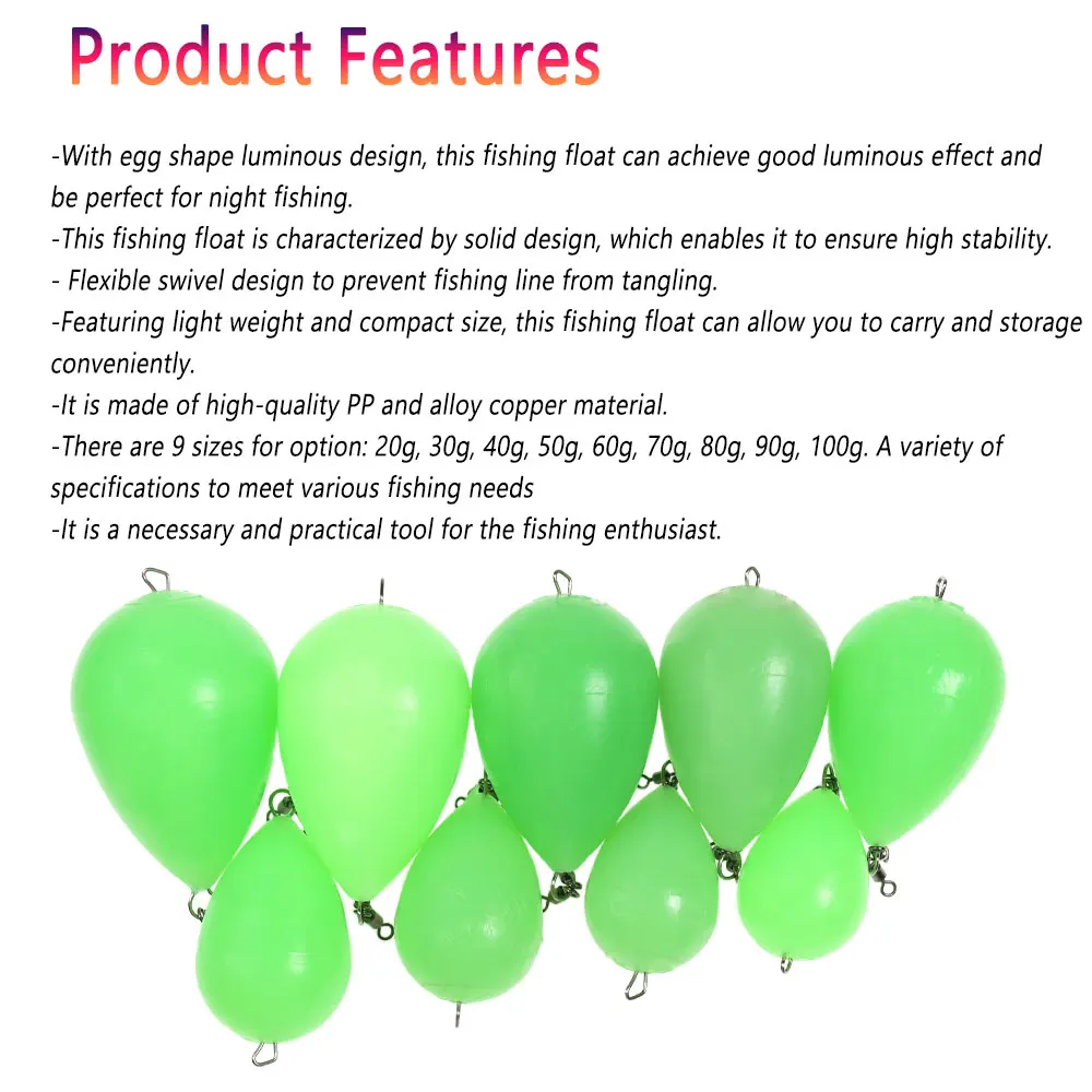 Bimoo flotador luminoso de pesca nocturna, cebo de fundición de larga distancia, aparejos de pesca - imagen 4