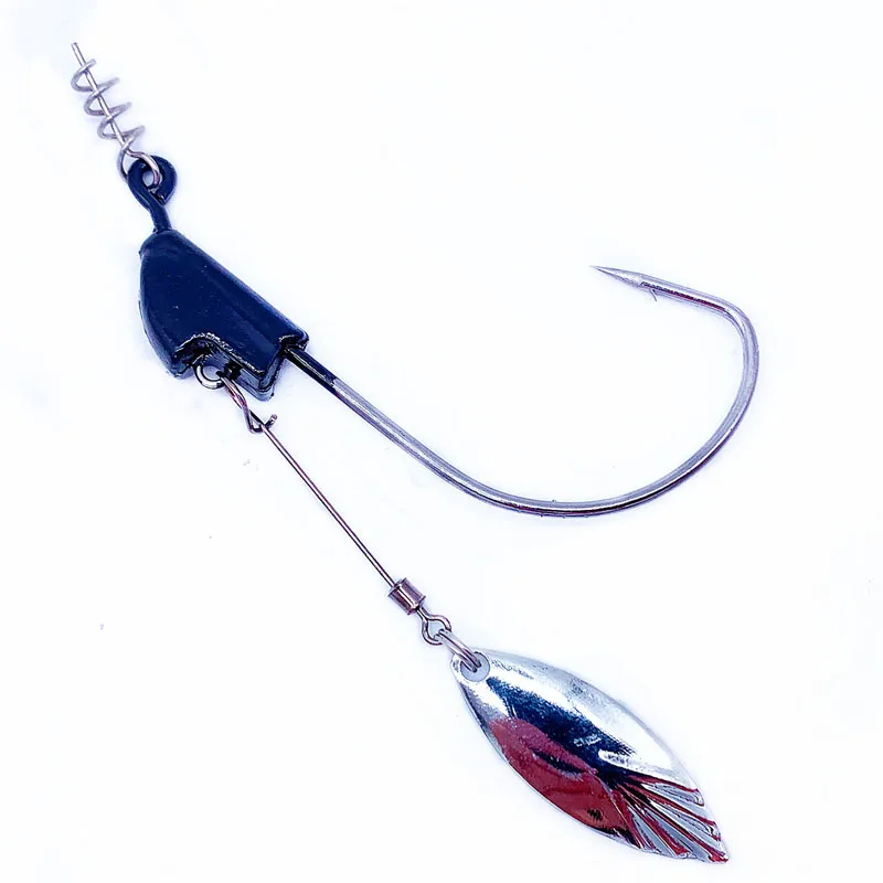 TAKEDO BY02 anzuelos con cabeza de anzuelo, anzuelo de pesca con cuchara, 3 unids/bolsa, anzuelo de gusano con manivela, anzuelos suaves ponderados, todo para pescar - imagen 5