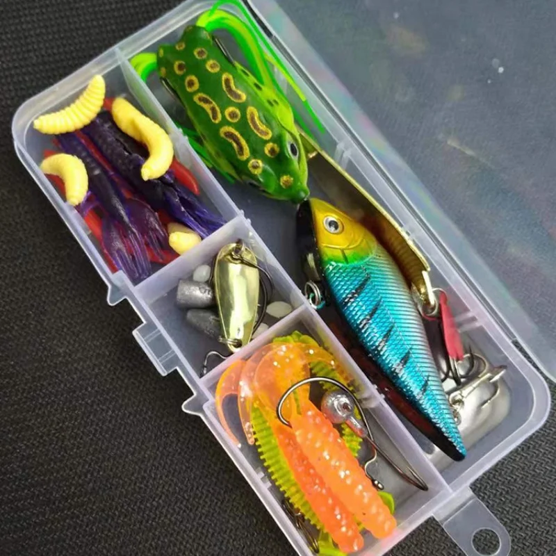 Wondersee-Kit de Señuelos de Pesca, 40 Uds., cuchara VIB de rana, cabeza de plantilla, cola en T, gusanos de camarón suaves, caja de almacenamiento de cuentas, venta al por mayor, liquidación de existencias - imagen 5