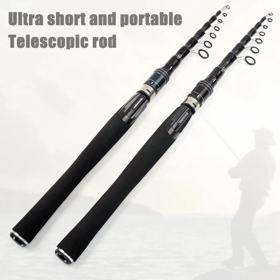 Nueva caña de pescar de fibra de carbono de 2,1 M, 2,4 M, 2,7 M, caña giratoria portátil de bolsillo súper corta, caña de pescar telescópica para carpa, trucha y playa - imagen 5