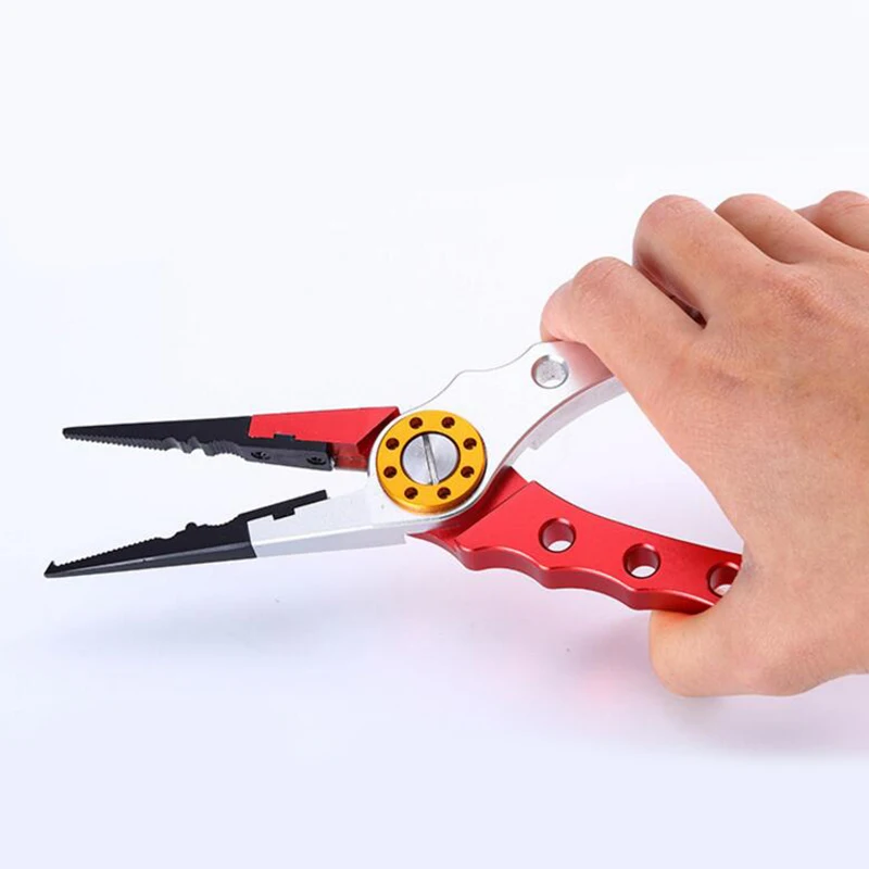 WDAIREN-Alicates de pesca de aleación de aluminio + cuerda de retención, removedor de anzuelos, cortador de línea, herramientas de pesca multifuncionales, WD-043, 120g, 17,5 cm - imagen 3