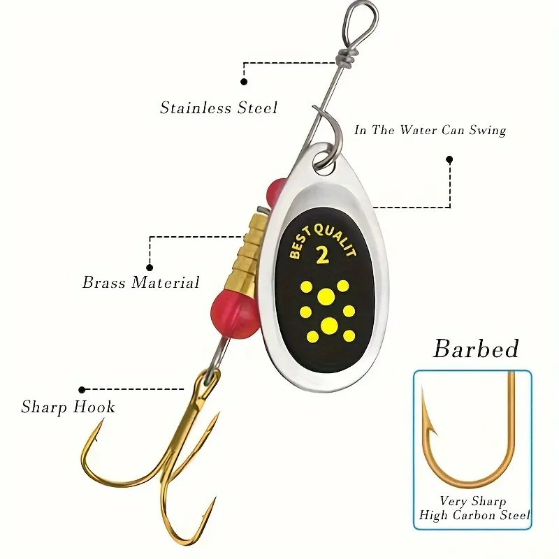 10 unids/set cebos giratorios 10 colores con anzuelo duro cebos de cuchara de metal cebo duro y caja de equipo de pesca - imagen 2
