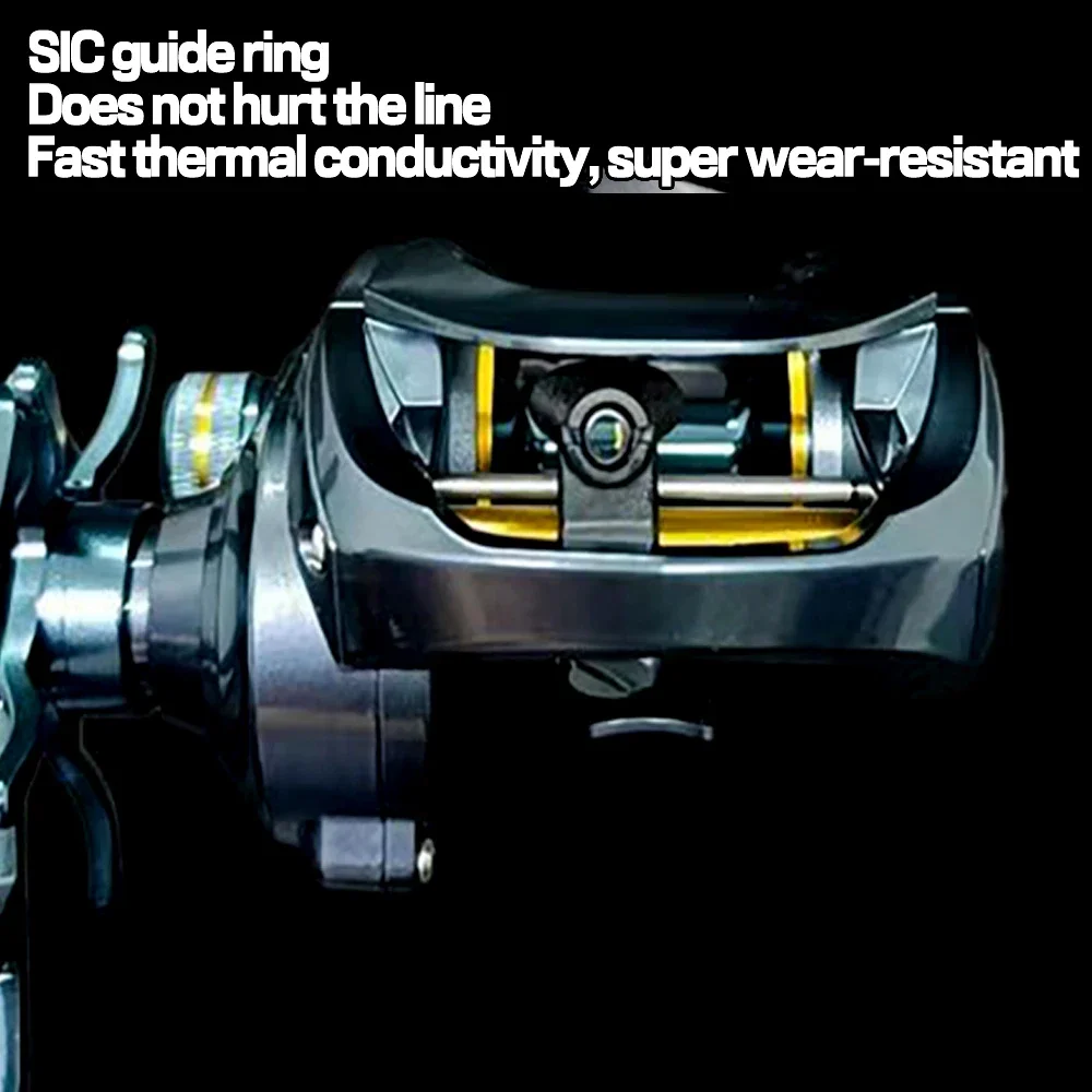 Carrete de pesca Baitcasting de perfil bajo con imán potente de doble fila, sistema de fundición Súper Larga, gran juego, 33lb de arrastre - imagen 3