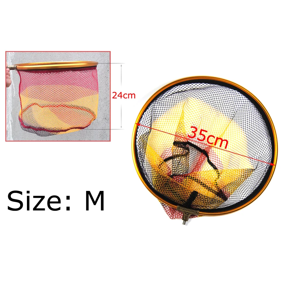 Cabezal de red de aterrizaje redondo para pesca de carpa, pieza de repuesto con hilo macho de 8mm, malla de 5X5mm de diámetro, 30cm, 35cm, 40cm, 1 piezas - imagen 3