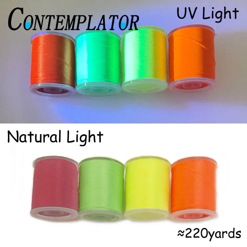 CONTEMPLATOR 1 carrete 150D 6/0 hilo de atado de moscas UV para tamaño 6-18 moscas 200 metros hilo de atado fluorescente hilo de pescar lubina trucha