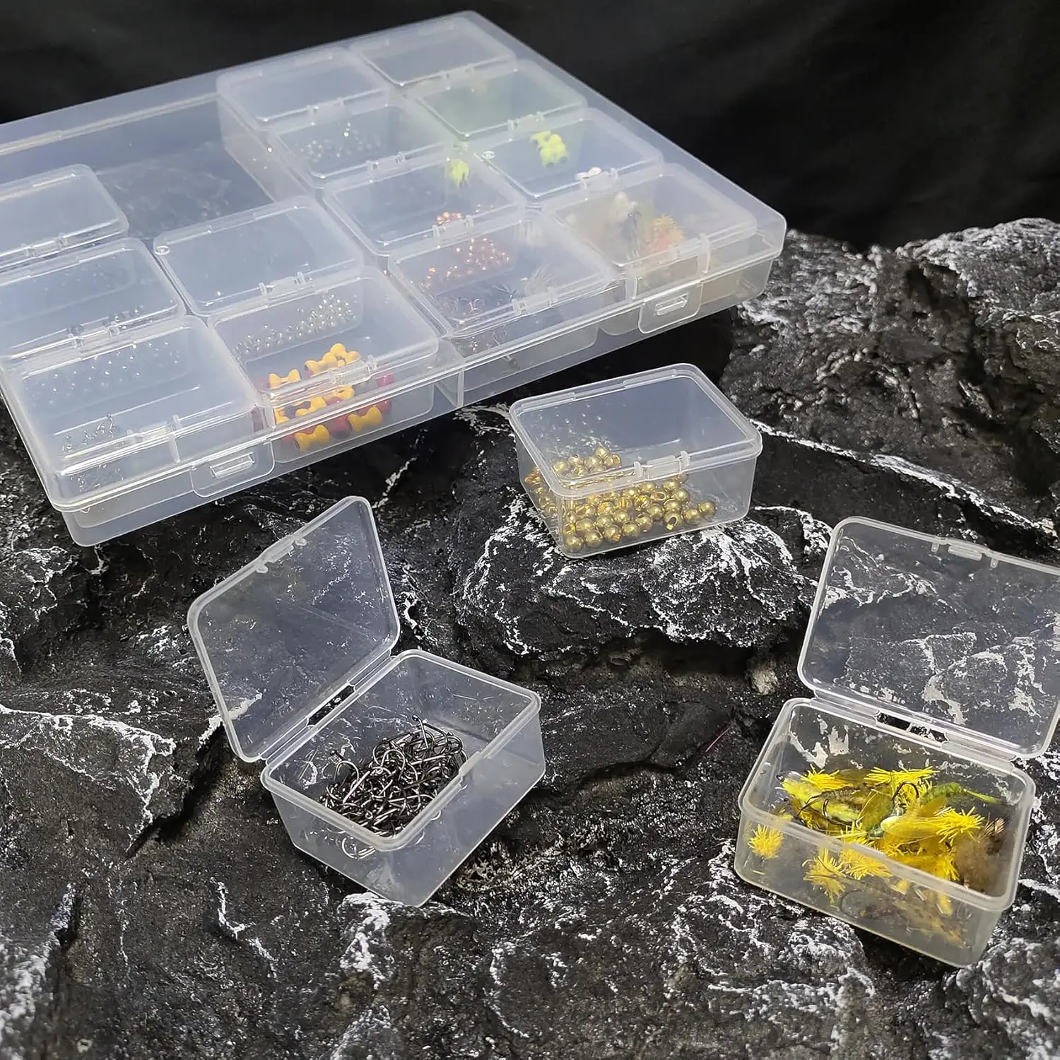 Aventik-caja organizadora de cuentas de plástico, almacenamiento de aparejos de pesca, gancho para atado de moscas, cuentas para moscas - imagen 2