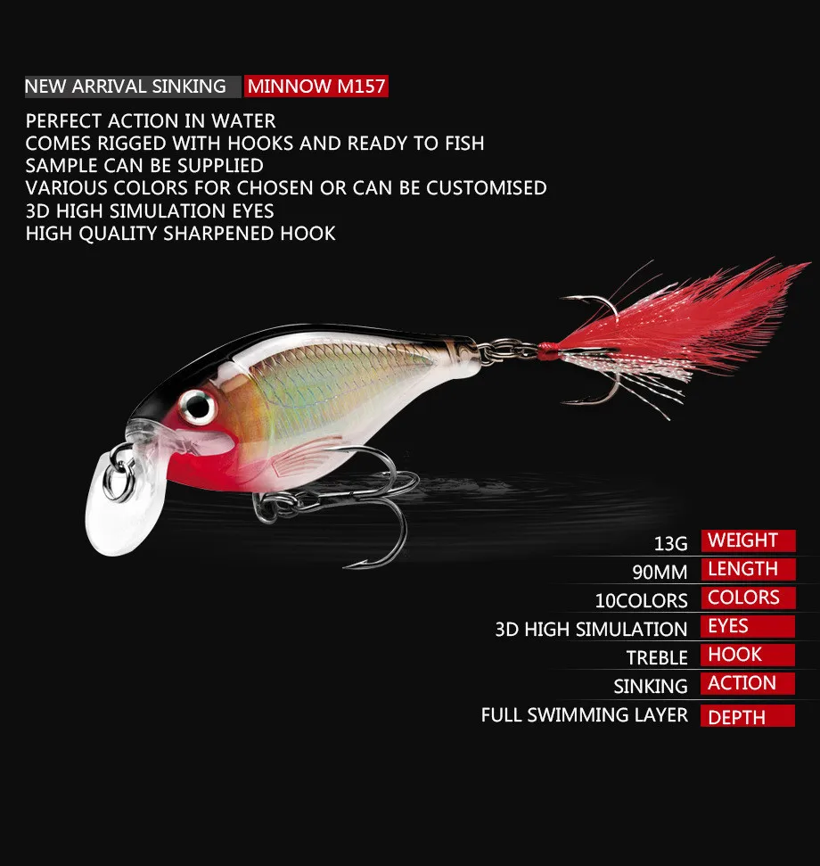 Señuelos de Pesca de pececillos, cebo duro Artificial, Crankbait, Wobblers, ojos 3D, Lucio, carpa, aparejos de pesca, 8,5mm, 12,3g, 1 unidad - imagen 5