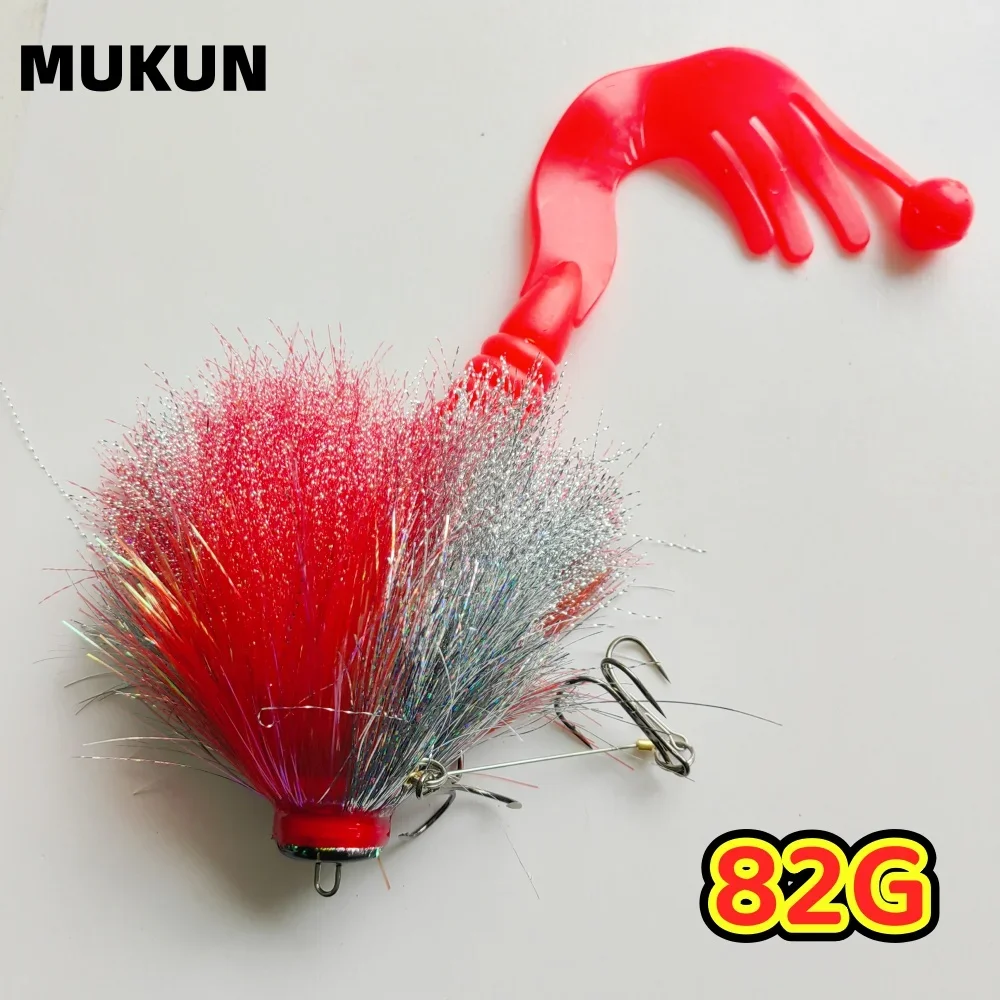 MUKUN, 1 unidad, cebo grande para ratón de 82G, Lucio de agua salada, señuelo de Pesca con anzuelo de aparejo Stinger, cebo Artificial de invierno, aparejos de Pesca - imagen 2
