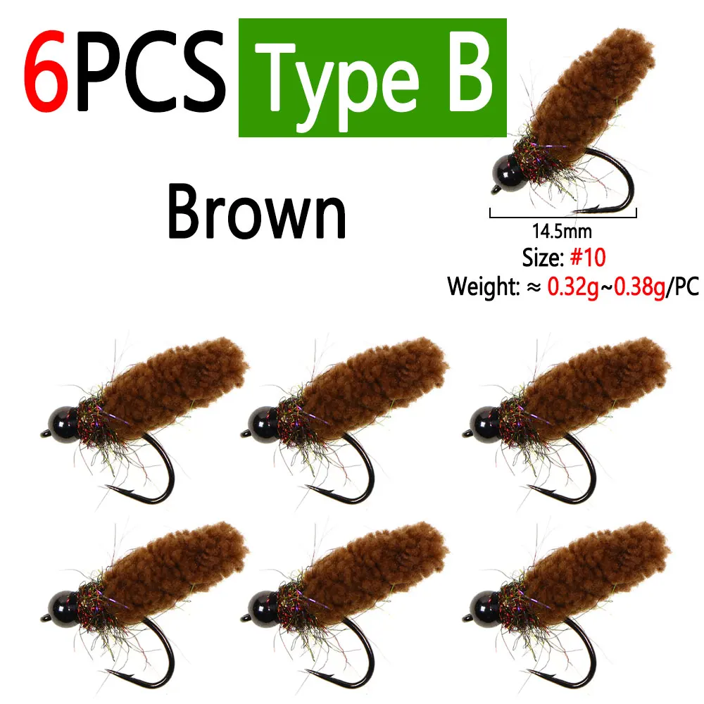 6pcs Brown B