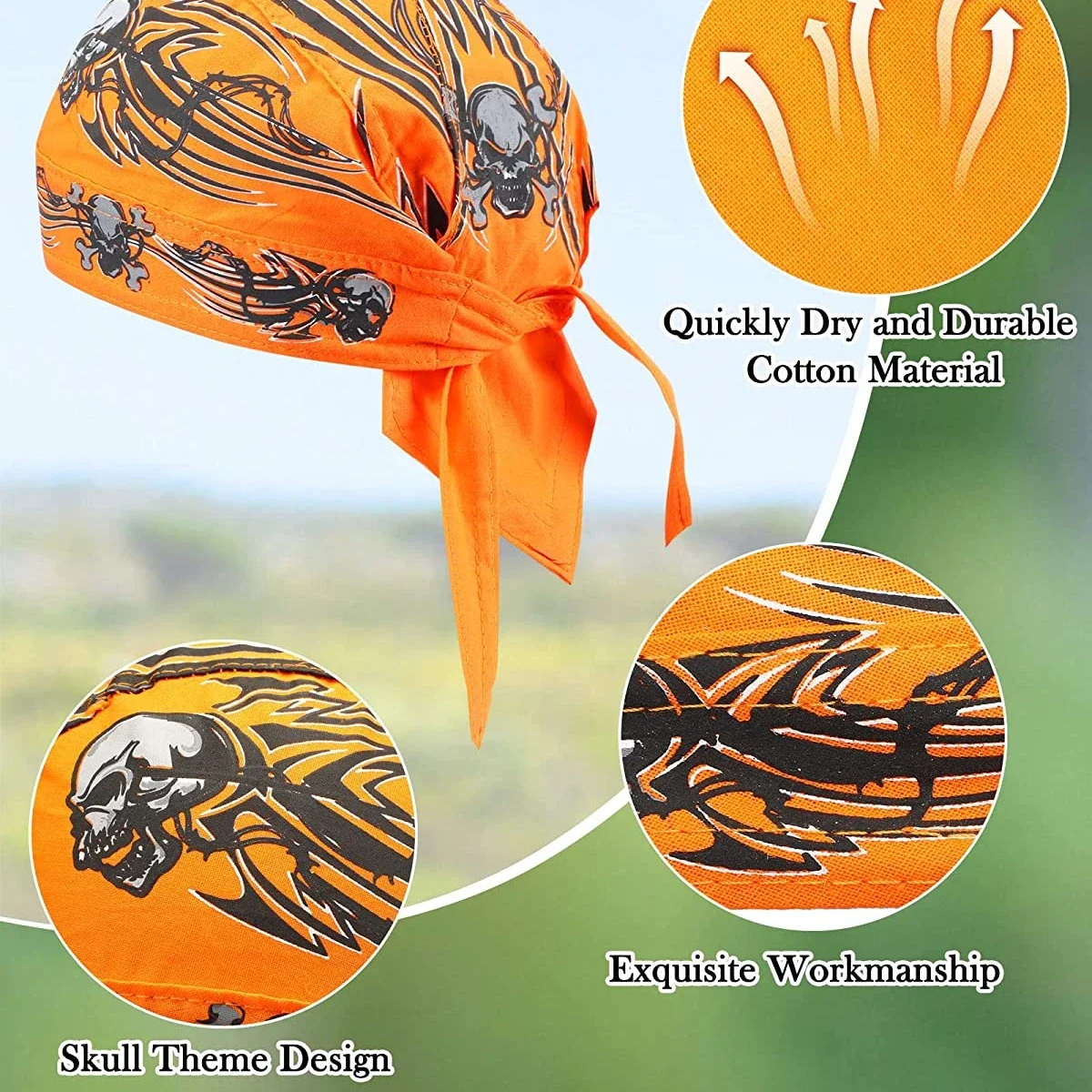 1 Uds. Gorro de pirata con calavera para ciclismo, pañuelo para la cabeza, forro transpirable para casco, diadema deportiva UV antisudor, bufanda para hombres y mujeres - imagen 3