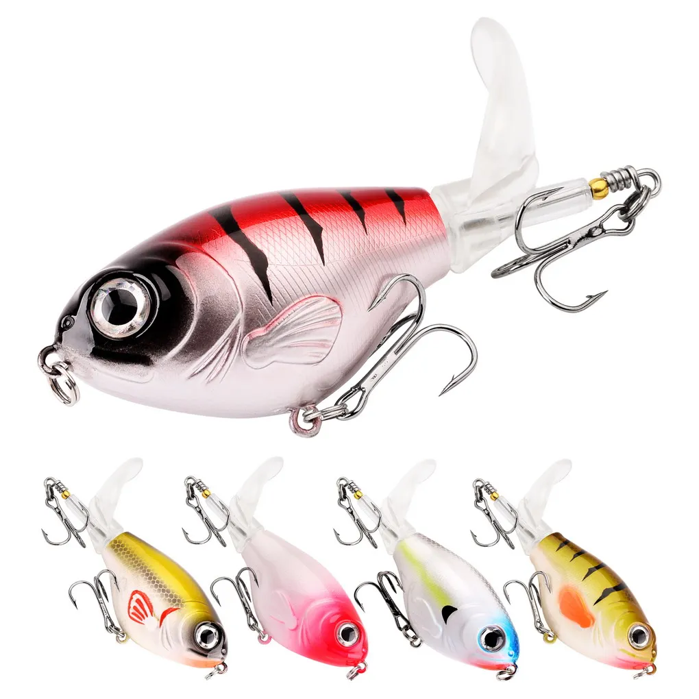 1 Uds calidad Whopper Plopper Wobblers 16g 9cm Topwater Popper señuelo de pesca cebo duro cola giratoria aparejos de pesca
