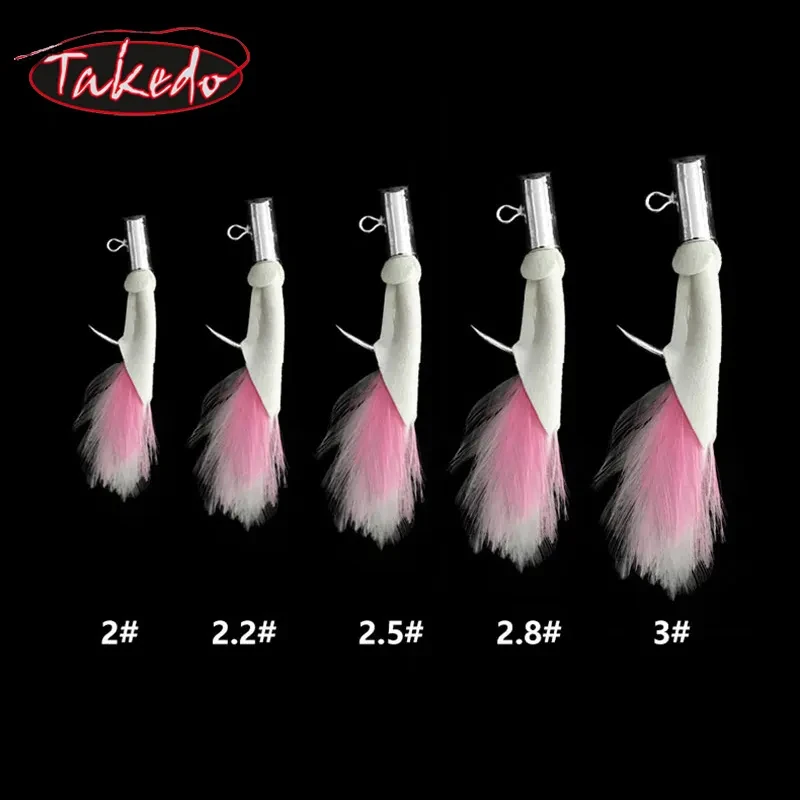 TAKEDO 2 #   2.2 #   2.5 #   2.8 #   3 #   Anzuelo de piel de ciervo galvanizado, pluma, gran juego, anzuelo de tiburón, anzuelo de atún, Jigging de plomo - imagen 4