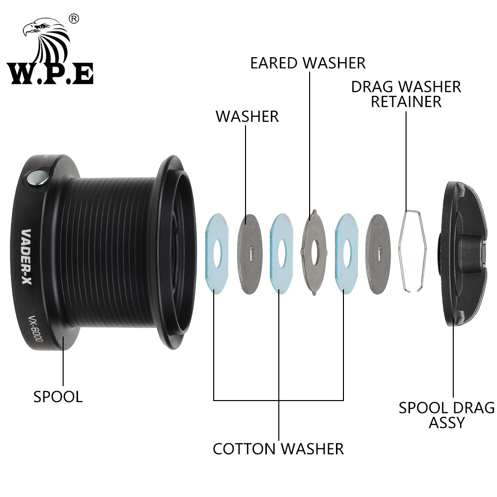Carrete de Pesca de carpa W.P.E VX, carrete giratorio 6000 9000, cuchara de Metal, 7 + 1 rodamientos de bolas, relación de engranaje 4,6:1, aparejos de Pesca de carpa - imagen 3