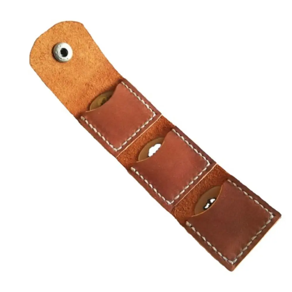 Estuche de soporte para púas de guitarra de cuero PU, organizador de púas suaves, bolsa de almacenamiento de púas, bolsa duradera de soporte para púas de guitarra de gran capacidad - imagen 5