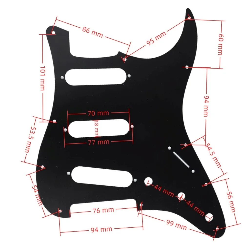 Golpeador aluminio Strat SSS – Pickguard Stratocaster plateado negro - imagen 5