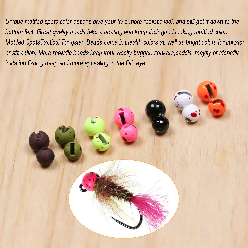 ICERIO-Cuentas de tungsteno para pesca, 100 piezas, cabeza plomada, serpentinas de Ninfa, Material de atado de moscas de Caddis - imagen 4