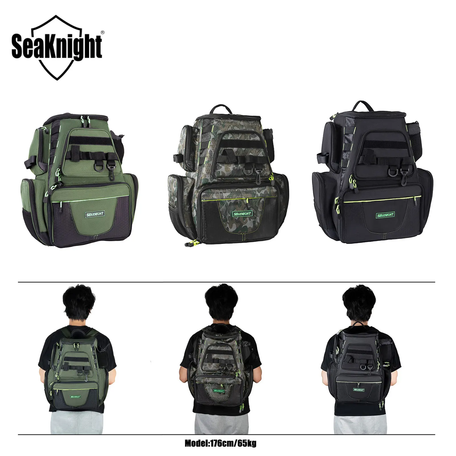 SEAKNIGHT Bolsa de pesca Bolsa de almacenamiento de viaje de tela olyester de alta capacidad SK010 Bolsas de almacenamiento de gran espacio anticorte resistentes al desgaste - imagen 4