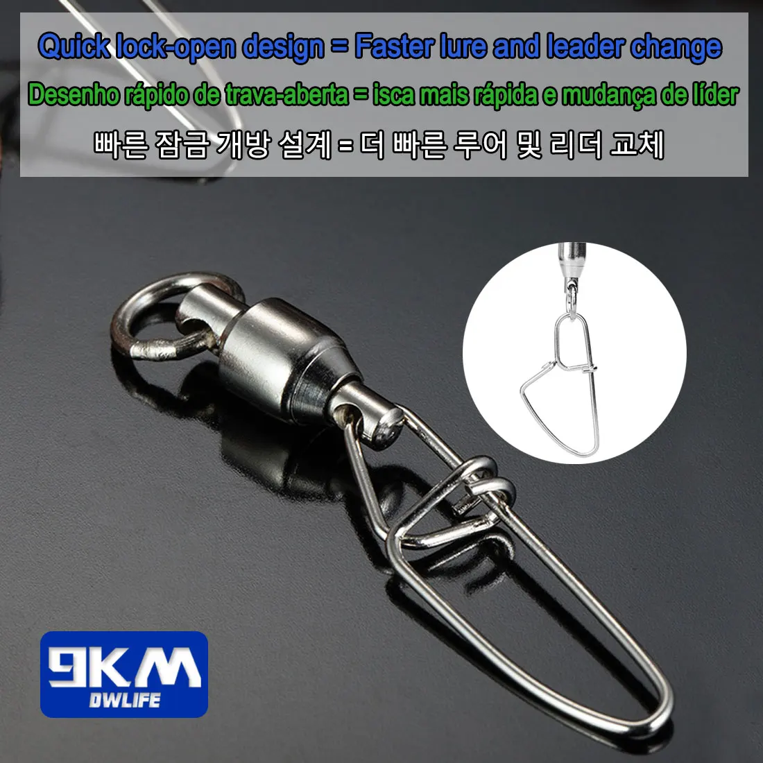 20 ~ 100 Uds. Giratorios rodamiento de bolas de pesca enclavamiento rodante Snap conector giratorio de pesca de acero inoxidable # 0- # 8 broches de bloqueo cruzado - imagen 5