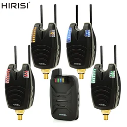 Hirisi-Juego de alarma de pesca de carpa, indicador de picadura de pesca inalámbrico, 1 + 4 juegos con sonido, luz LED de advertencia, accesorios de pesca B1230