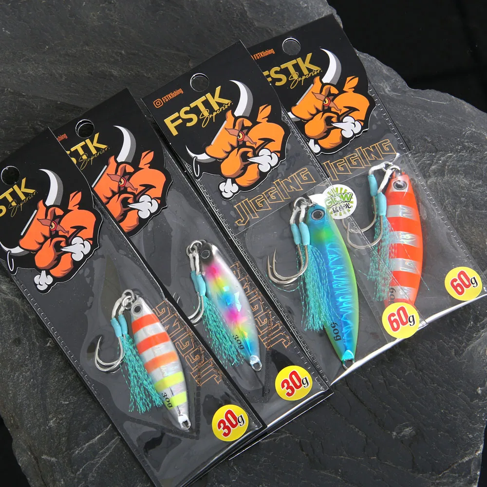 FSTK Shore-señuelo tipo cuchara de plantilla de Metal, barco de mar de Jigging lento, 30G, 60G, 80G, cebo Artificial, plantilla de lubina, aparejos de pesca - imagen 5