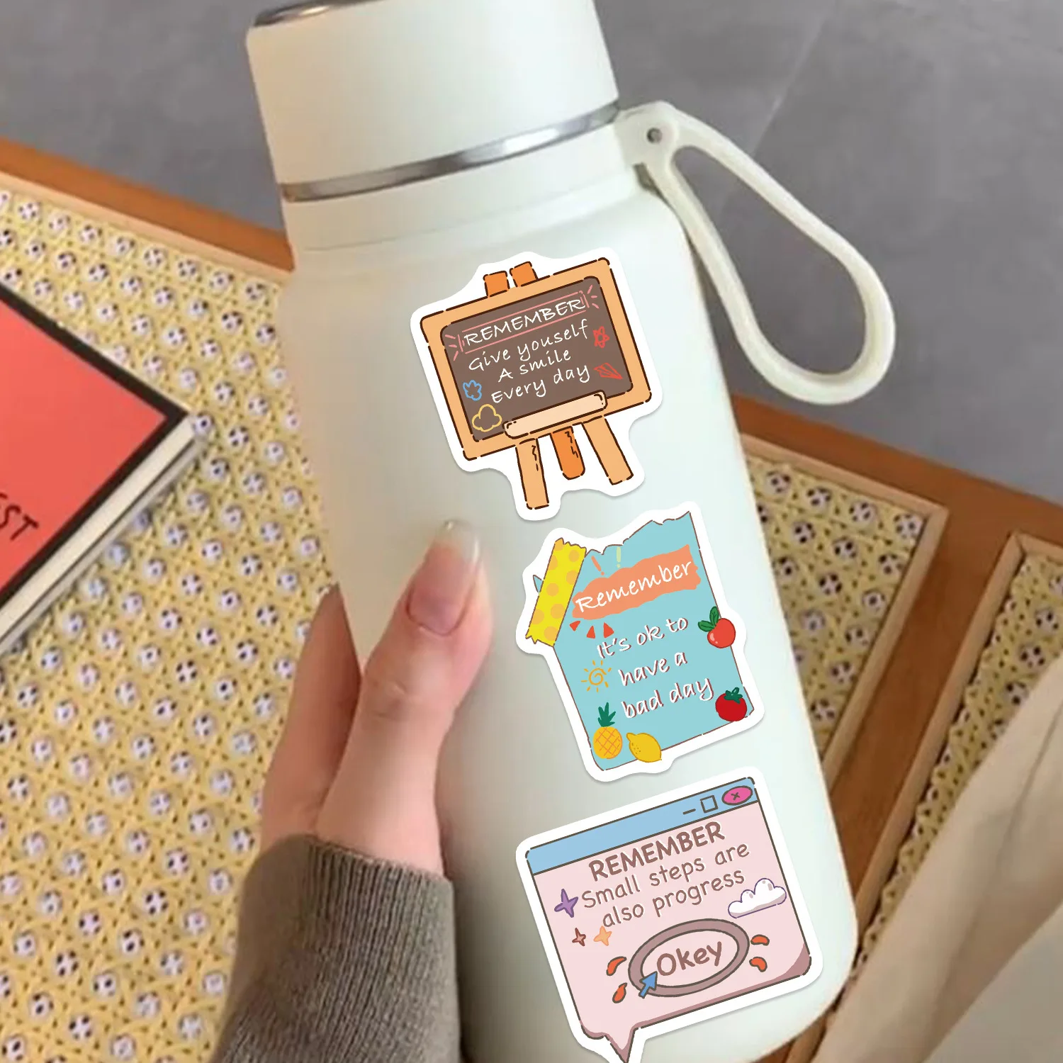 50 Uds pegatinas de grafiti inspiradoras motivacionales DIY teléfono guitarra portátil maleta taza pegatinas impermeables - imagen 4