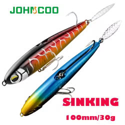JOHNCOO-señuelo de pesca que se hunde, lápiz 85S 100S, 85mm, 25g, 100mm, 30g, máx. 90m de largo, cebos duros de agua salada