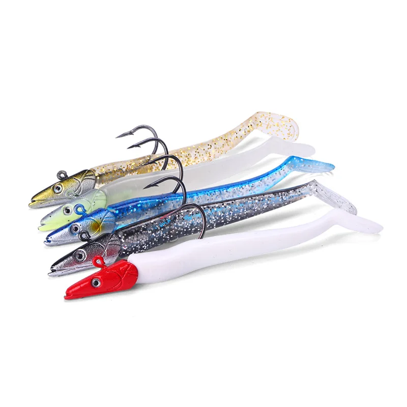 Jig Head-señuelo de pesca hundido, 11cm/22g, agua salada fresca, cuerpo vivo vivo Natural, cebo suave, 5 colores - imagen 2