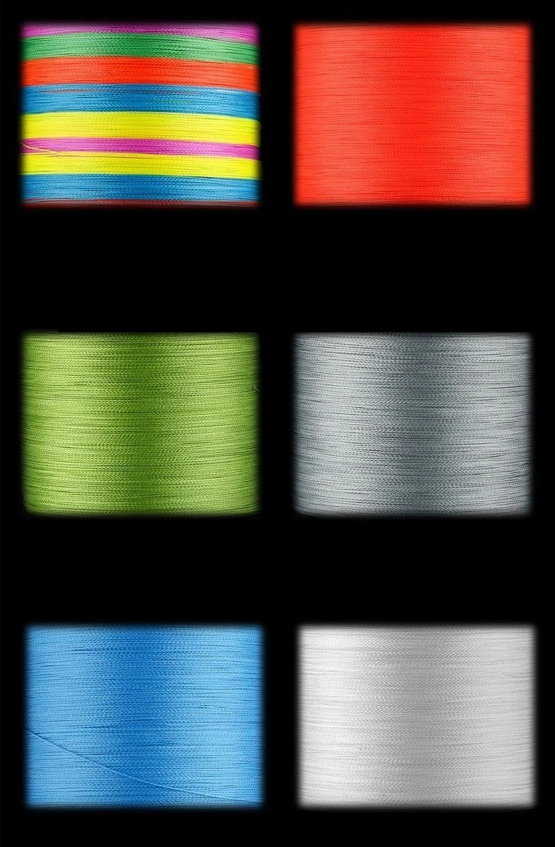 Una imagen de cuatro carretes de colores diferentes.