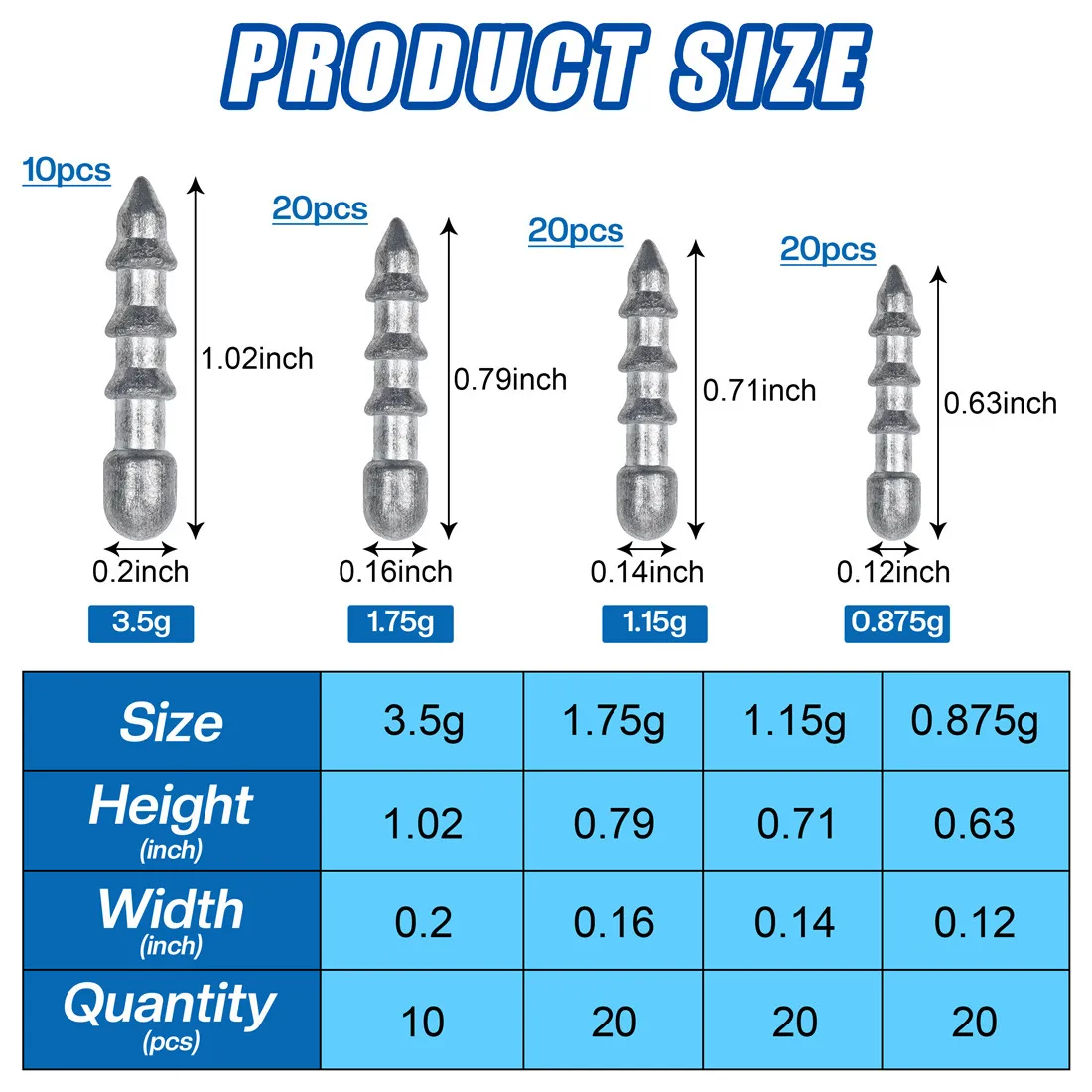70 Uds. Kit de pesas para uñas de pesca, señuelo de gusano suave, peso de inserción, aparejo Neko, aparejo loco, señuelo de pesca de lubina, accesorios de pesca - imagen 2