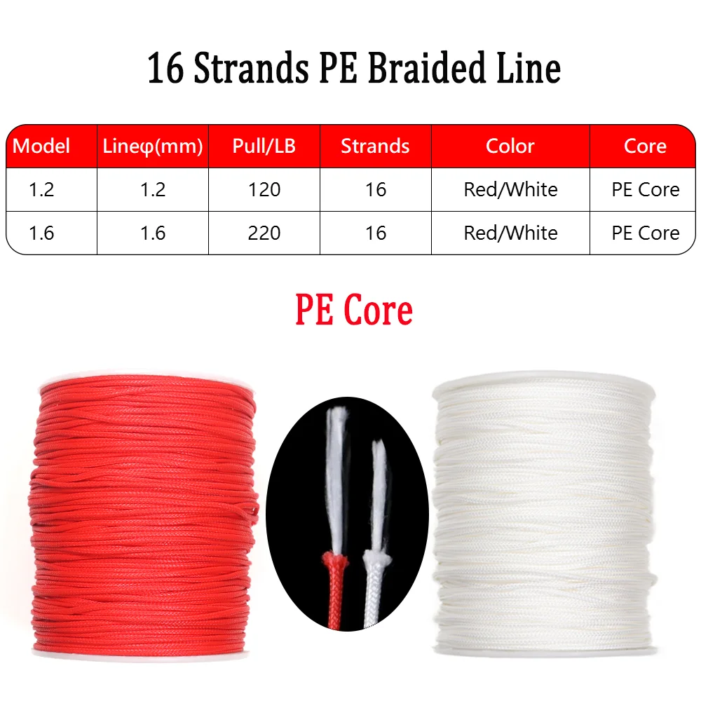 Wifreo-sedal de pesca trenzado de PE, cuerda auxiliar para encuadernación, anzuelo de plantilla, lanza de buceo en agua salada, señuelo de pesca, cuerda de línea atada, 100M - imagen 4