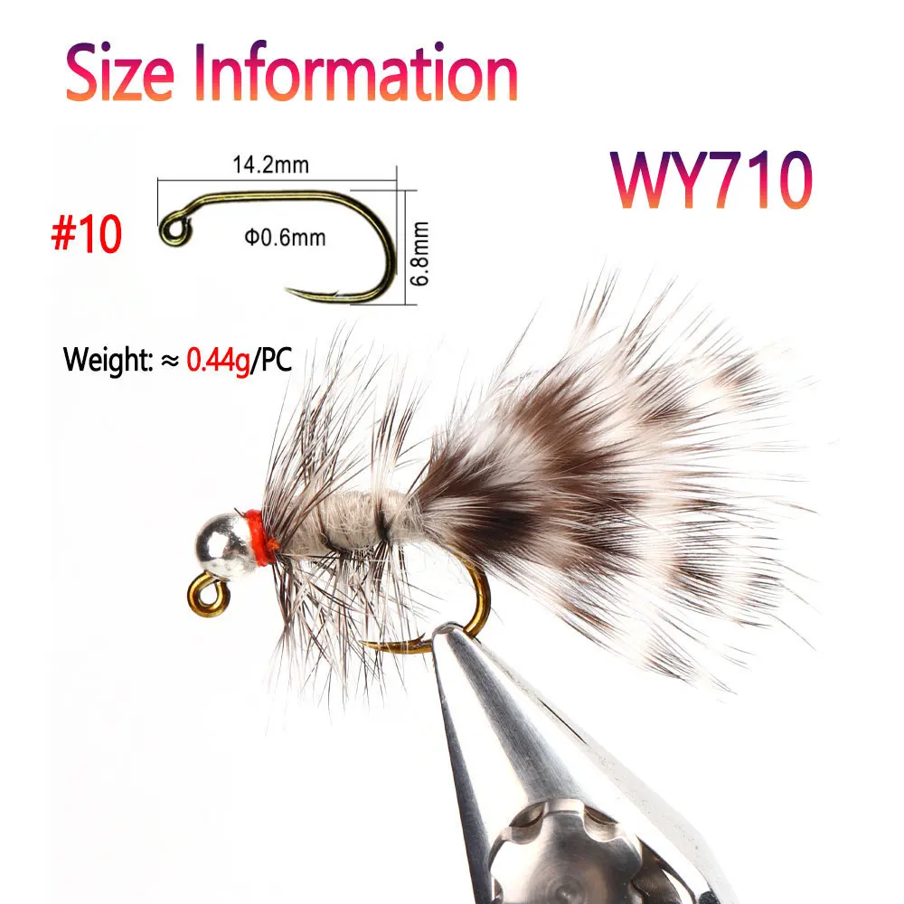 3/6 piezas 12 #   Plantilla sin púas con cabeza de cuentas, plantilla de Bugger lanoso, ninfa, serpentina bronceada, moscas húmedas para trucha, Panfish, Bluegill, Señuelos de Pesca - imagen 5