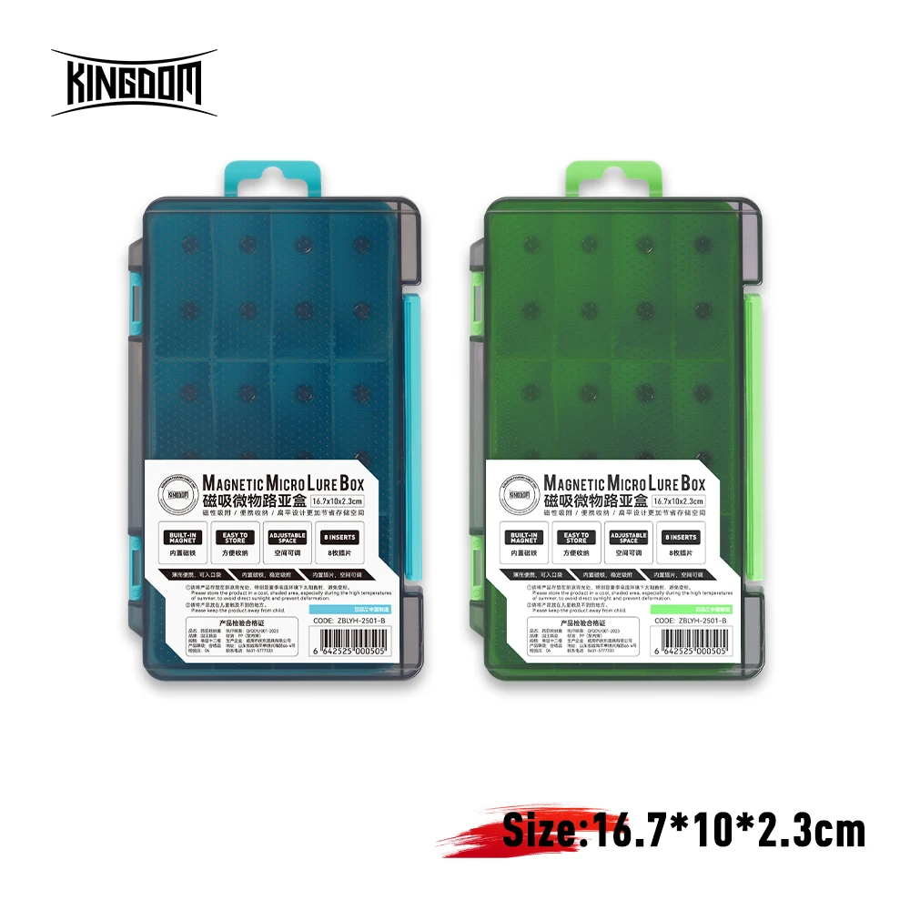 Kingdom-caja de aparejos de pesca magnética portátil, 16,7x10x2,8 cm, cebo de pesca, señuelo, caja de gancho, partición ajustable, accesorios de pesca - imagen 2