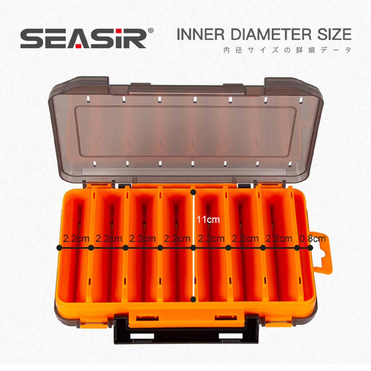 SEASIR-caja de aparejos de pesca de doble cara, caja de plástico para almacenamiento de señuelos, múltiples compartimentos, accesorios de pesca - imagen 3