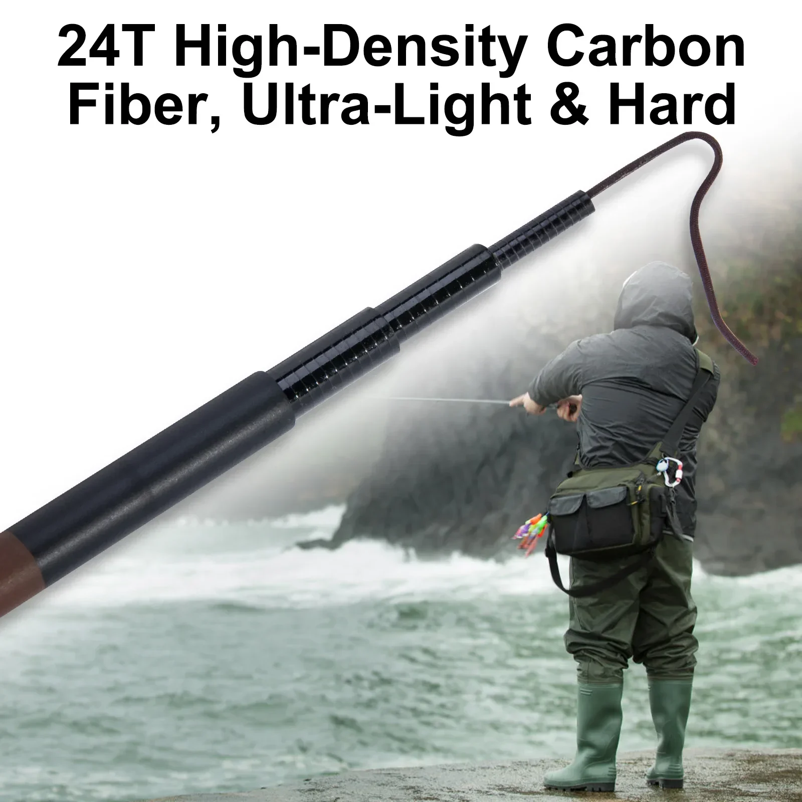 Goture-Mini caña de pescar telescópica de bolsillo, 1,8 m-5,4 m, portátil, ultraligera, con mango pequeño, para Stream River Dike Lake, marrón oscuro - imagen 4
