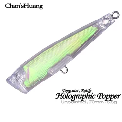 Chan'sHuang Señuelo Popper con Sonajero y Lámina Holográfica