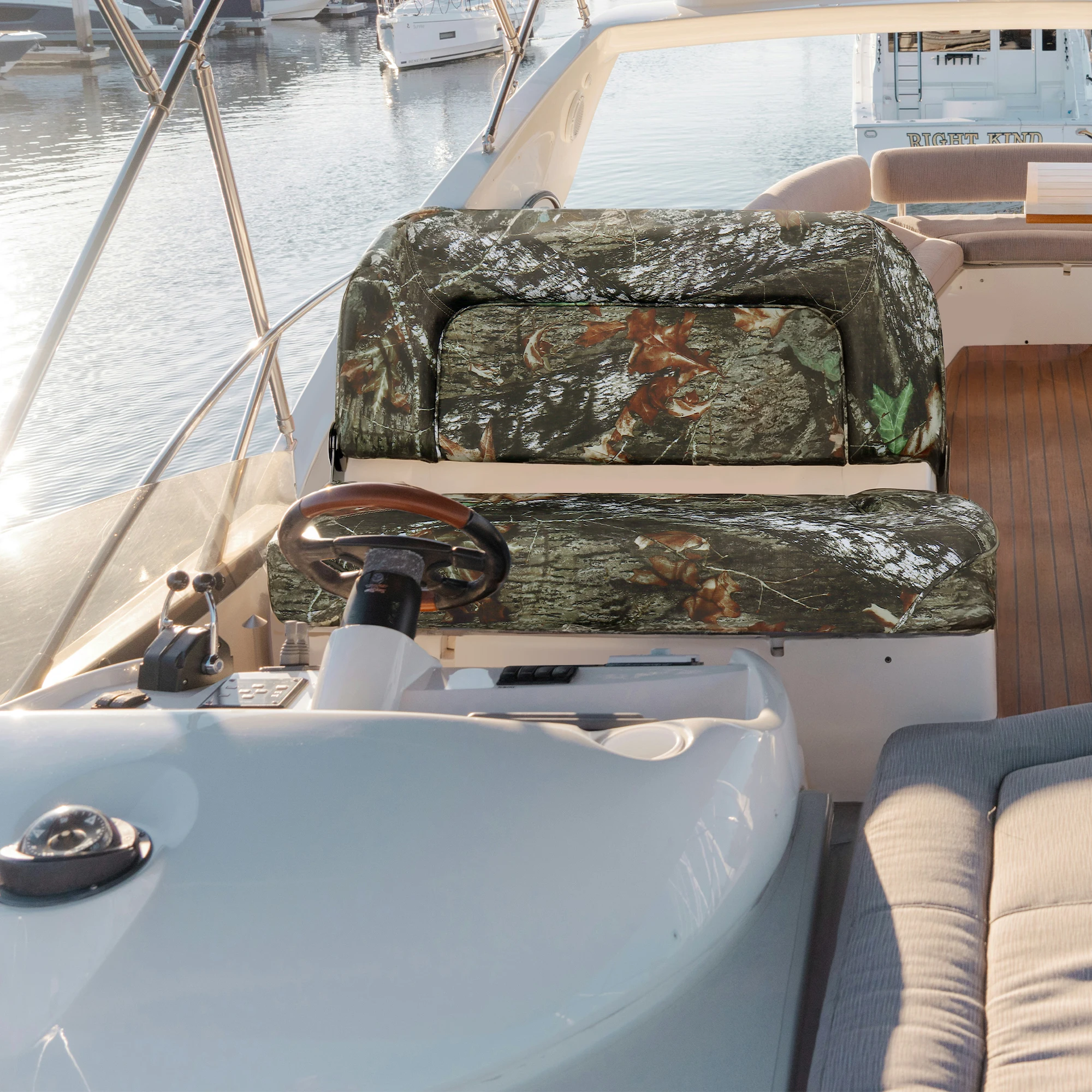 Asiento de banco para barco, asiento de barco plegable doble con respaldo bajo, asiento para barco de pesca Bass Jon (camuflaje) - imagen 2