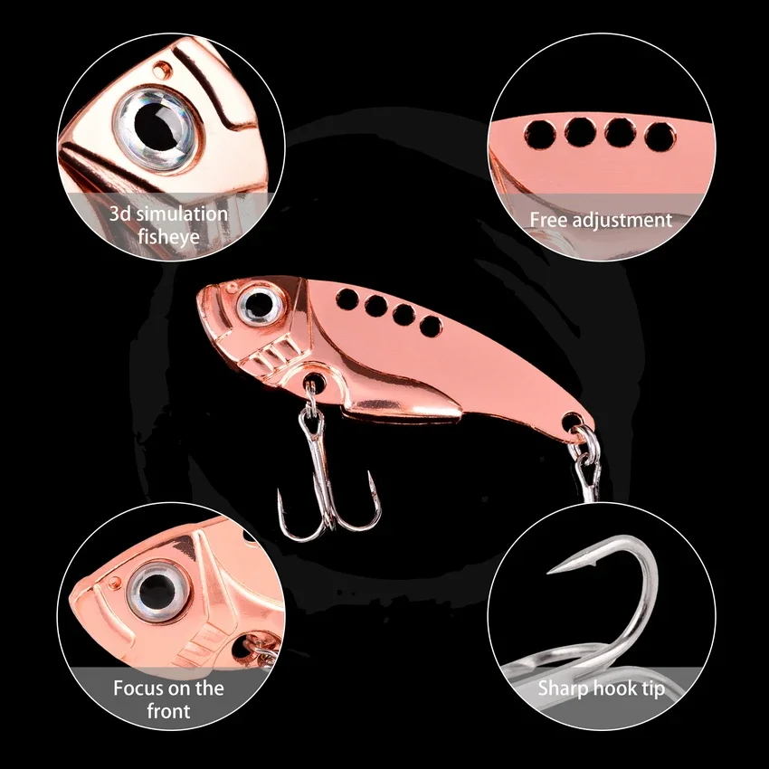 Señuelos de Pesca de Metal, Wobblers, cuchara de lentejuelas, Crankbaits artificiales fáciles de brillo, cebos VIB para Pesca con mosca, trucha, 4 Uds. - imagen 4