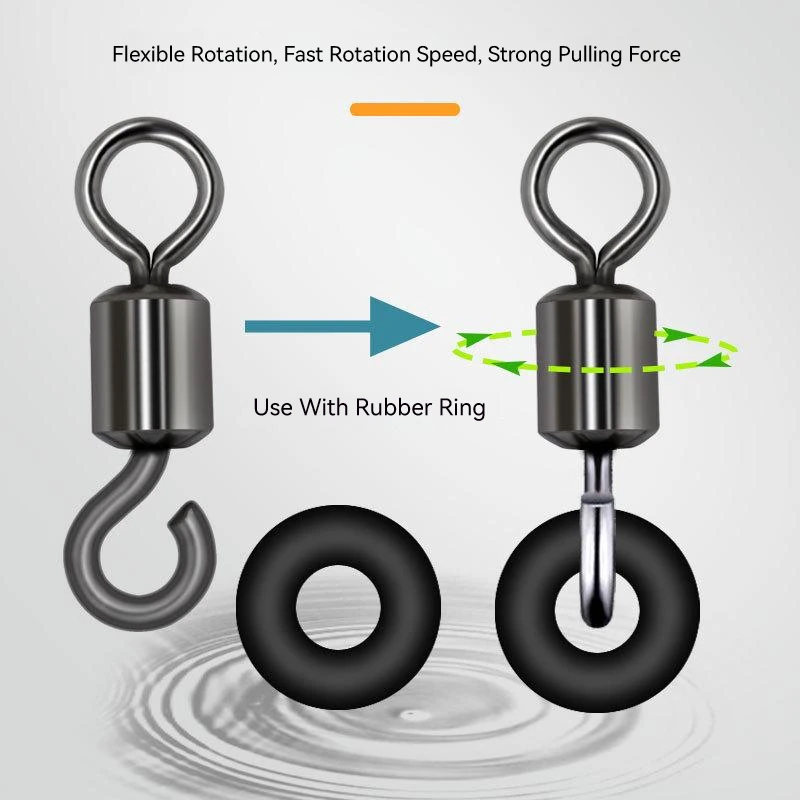 FTK-conector de pesca de 50 piezas, anillos giratorios, Pin de enclavamiento, señuelo de línea de anzuelo de acero inoxidable, aparejos de pesca - imagen 3