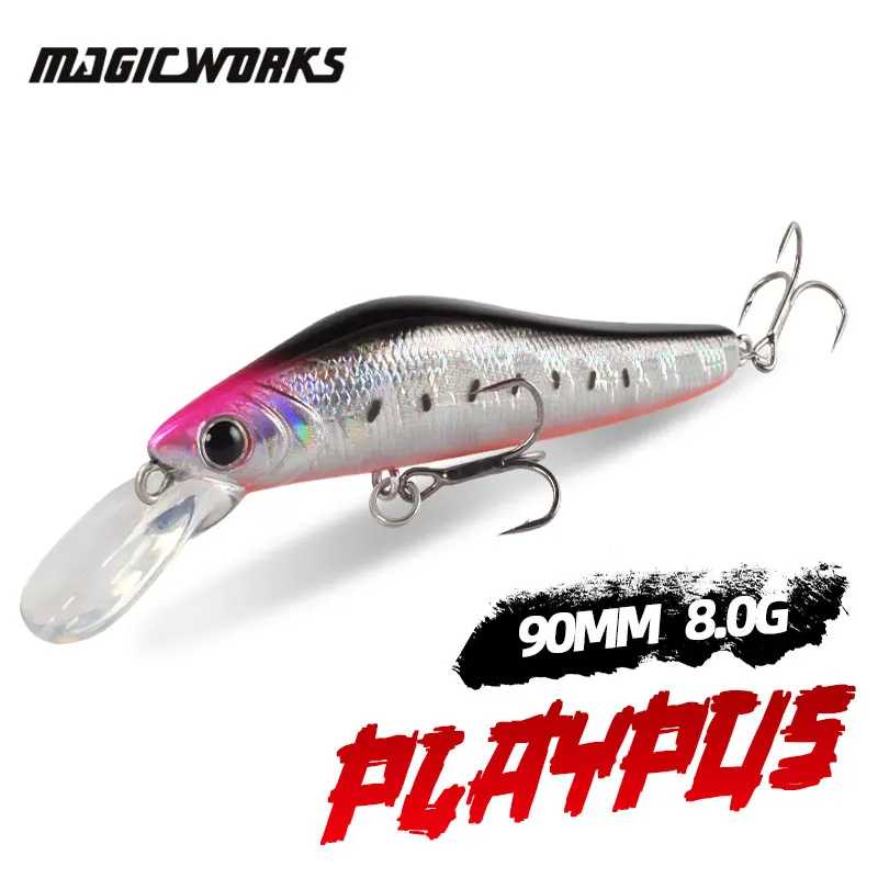 Magic Works 90mm 8g nuevos cebos duros Wobbler Señuelos de pesca Minnow aparejos de plástico ABS señuelo flotante de mar cebo Artificial lubina - imagen 2