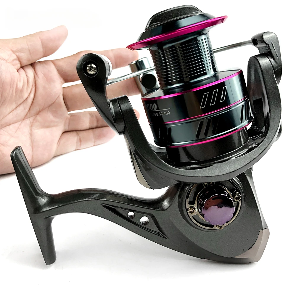 Carrete de pesca giratorio de Metal para agua salada, accesorios de pesca de carpa, bobina de fundición, 1000-7000 - imagen 5