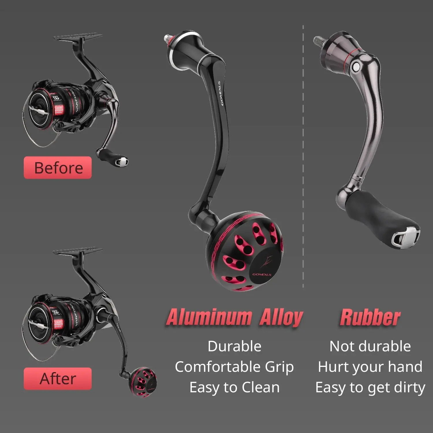 Mango de potencia GOMEXUS para Shimano Stradic FL FM Stella Vanford Vanquish Nasci Twinpower 1000-5000 mango de carrete giratorio - imagen 4