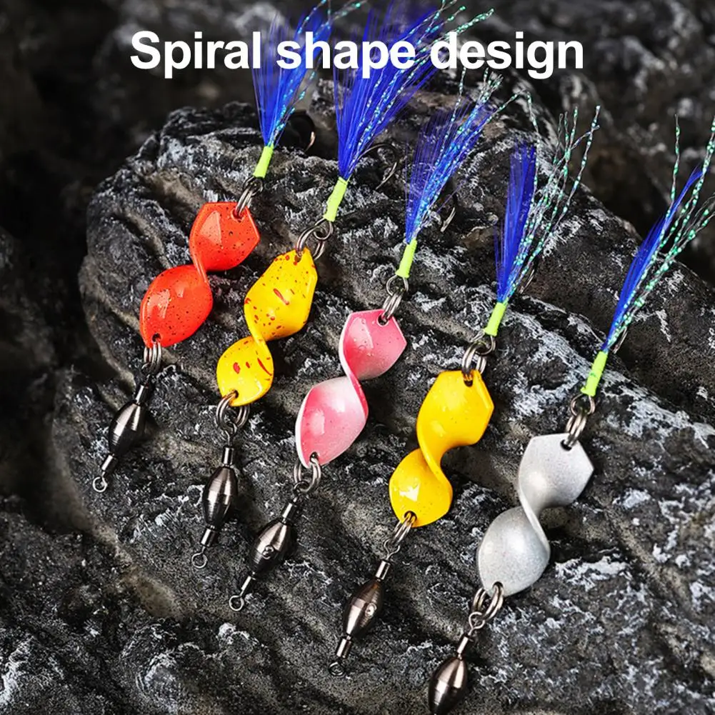 Señuelos giratorios de Metal para pesca, 5 uds., con anzuelos afilados, Wobbler giratorio de 360 grados, cuchara de Jigging, accesorios de pesca