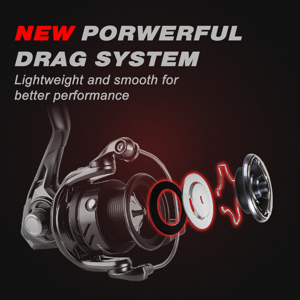 Carrete de pesca Mifine, carretes giratorios ligeros 800-3000 5,2: 1 5kg Grag 5 + 1 rodamientos de bolas para pesca de trucha, agua salada y agua dulce - imagen 3