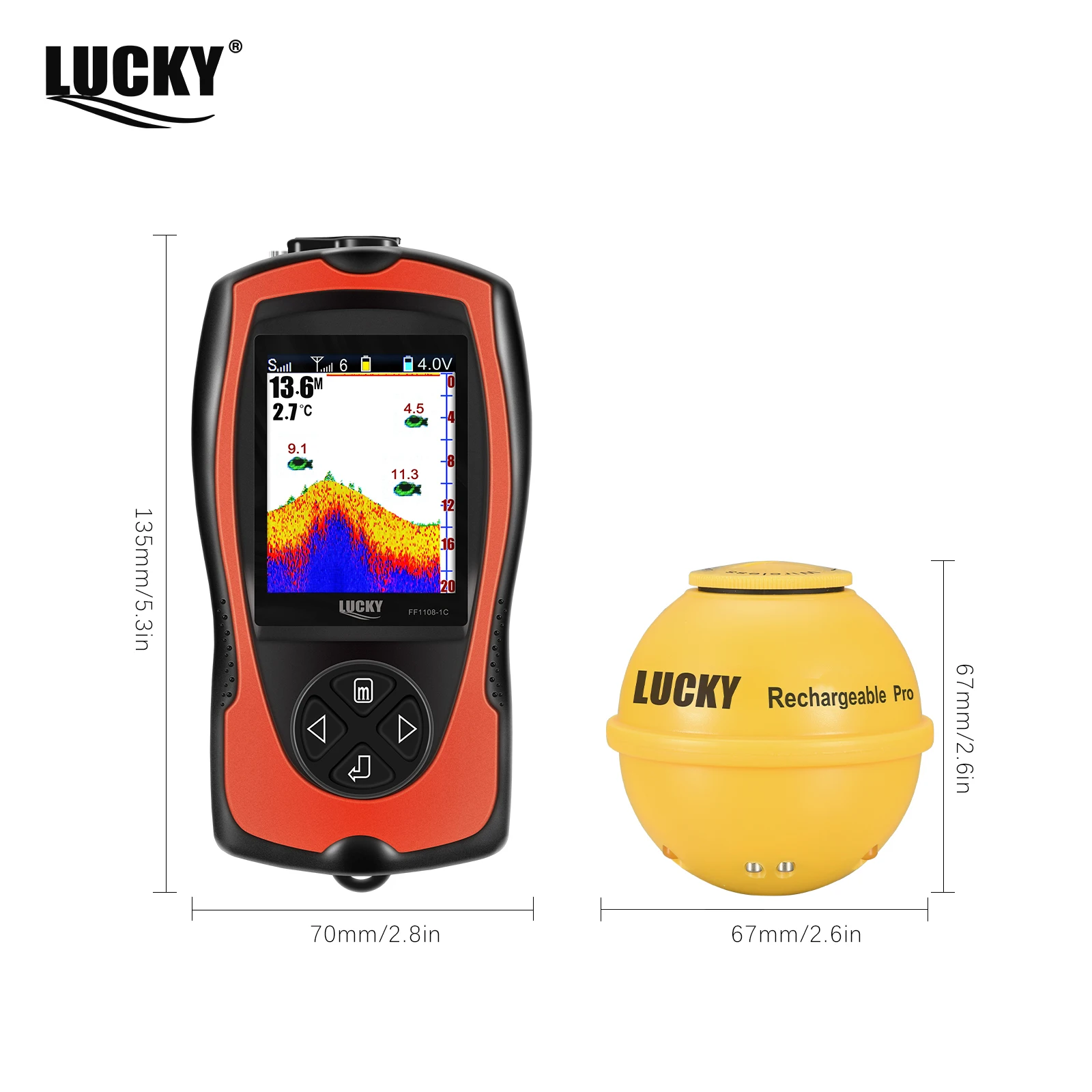 LUCKY FF1108-1CWLA Rechargeable Wireless Sonar for Fishing 45M Water Depth Echo Sounder Fishing Finder Portable Fish Finder - imagen 2
