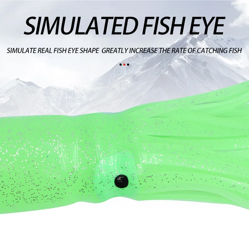 Falda de pulpo suave de 30cm/12 pulgadas, cebo de pesca luminoso, faldas de calamar para pesca de atún de agua salada, señuelo de curricán suave - imagen 4