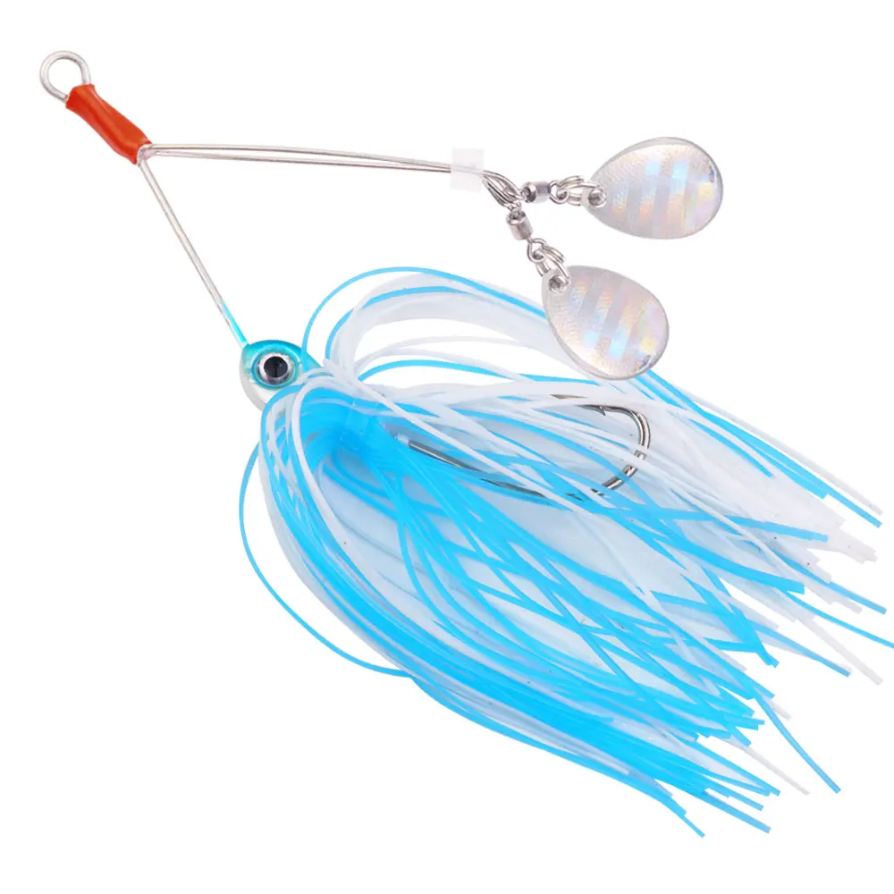 1 unidad de 8cm 11,1g Spinnerbait de pesca, cuchara de lentejuelas de doble hoja, Wobblers, señuelo de pesca, aparejos de pesca para cebos de lubina - imagen 5