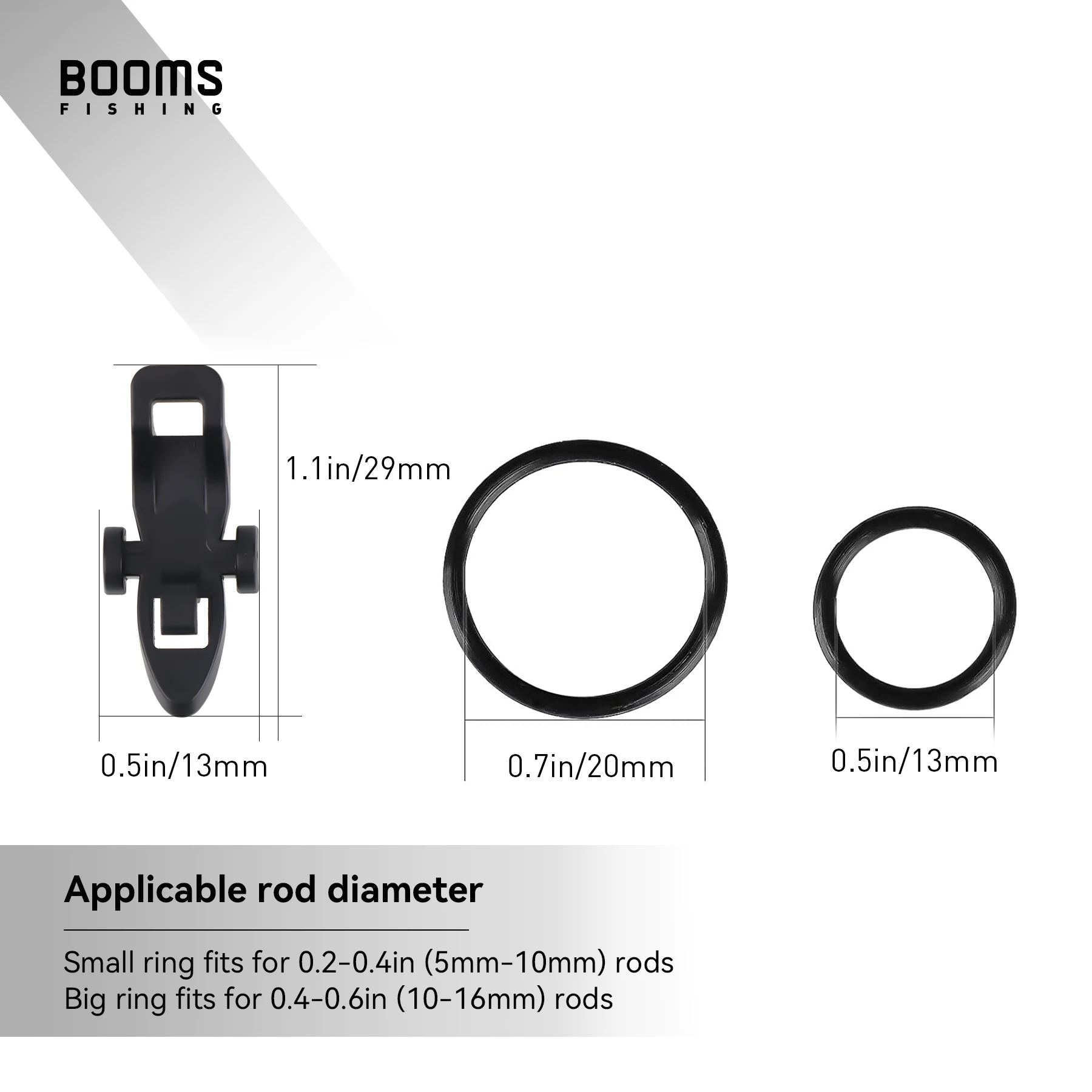 Booms Fishing HK1, 20 piezas, soporte para anzuelo, señuelos, anzuelos para cebo, mantenimiento seguro con 40 Uds. De anillos de goma, accesorios para Señuelos de Pesca - imagen 3