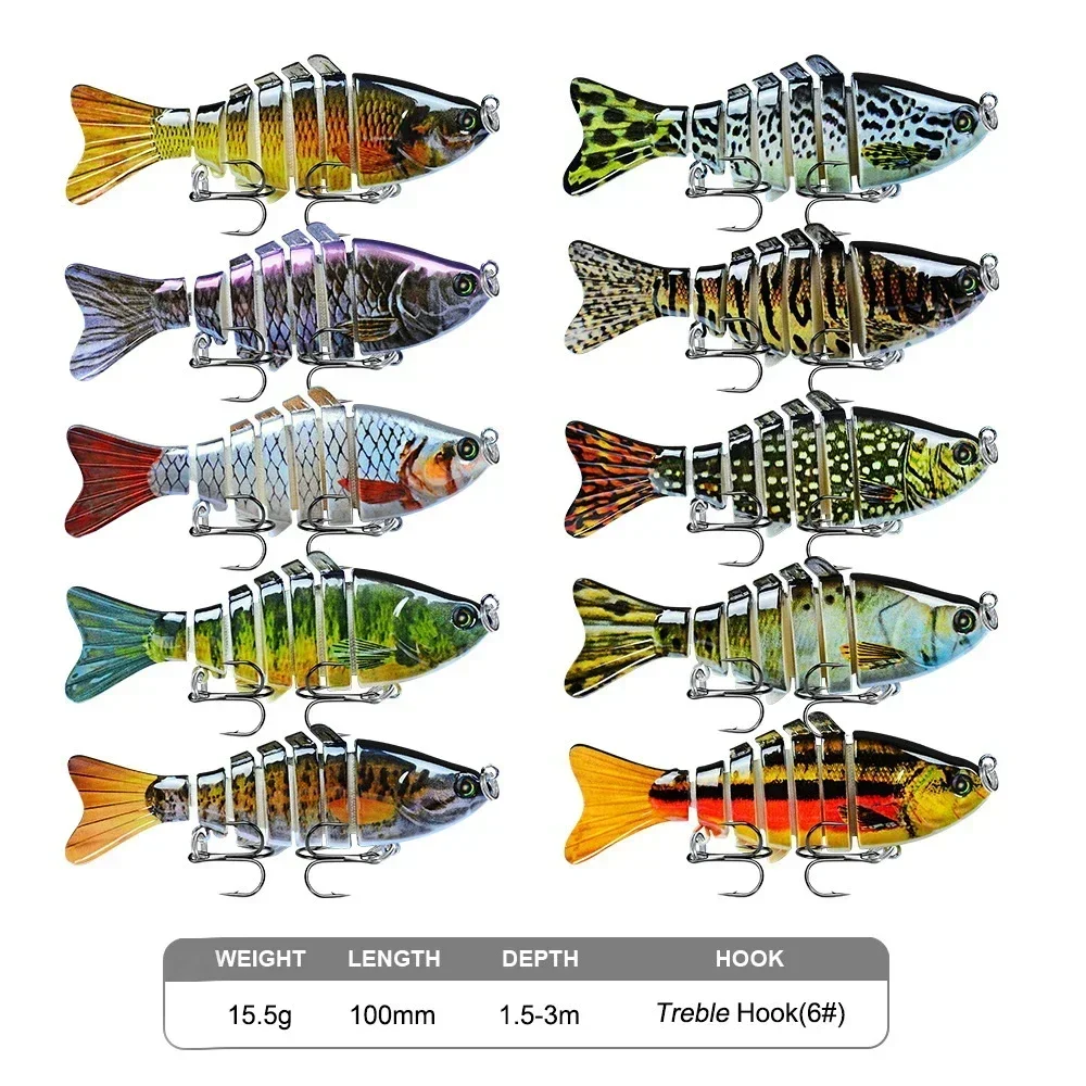 Señuelo de pesca articulado duro, 1 piezas, 100mm, 15g, 7 segmentos, Multi Swimbait, Wobblers, Crankbait - imagen 5