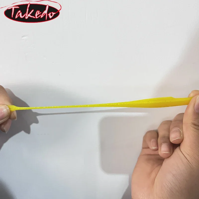 TAKEDO 6 unids/bolsa señuelo suave flotante 8CM 3,5G TPR cebo suave señuelo de pesca Wobblers T cola Wrom cebo suave para lubina - imagen 3